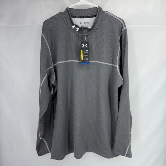 Adidas Men 2XL Coldgear 1/4 Zip Pullover Performance Warm Long Sleeve Gray NEW - Picture 1 of 11